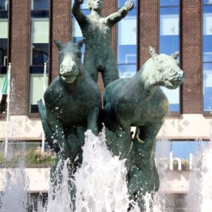 Chariot of Life sculpture and fountain in Dublin