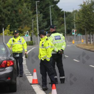 Garda Roads Policing at R113 checkpoint in Clondalkin