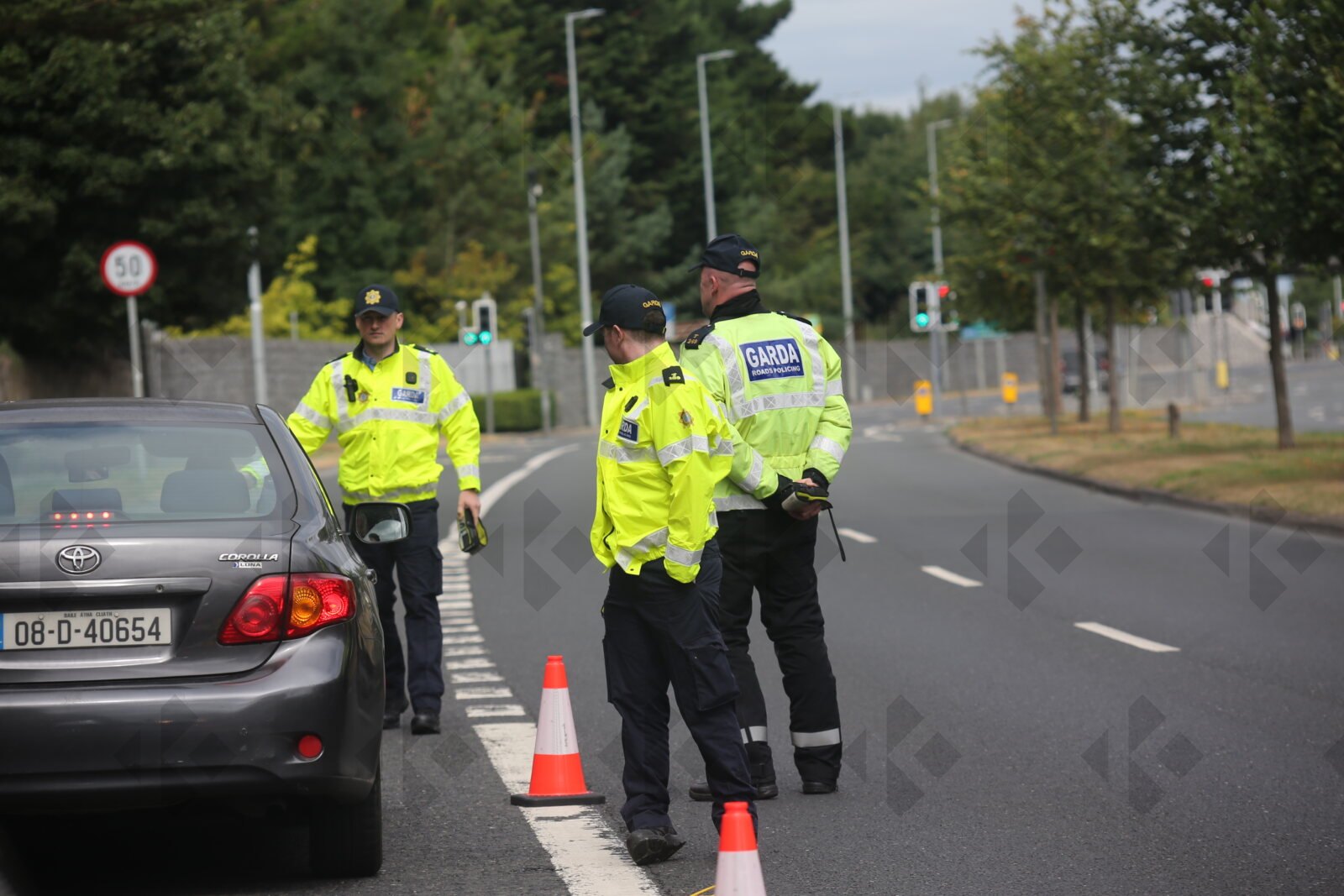 Garda Roads Policing at R113 checkpoint in Clondalkin