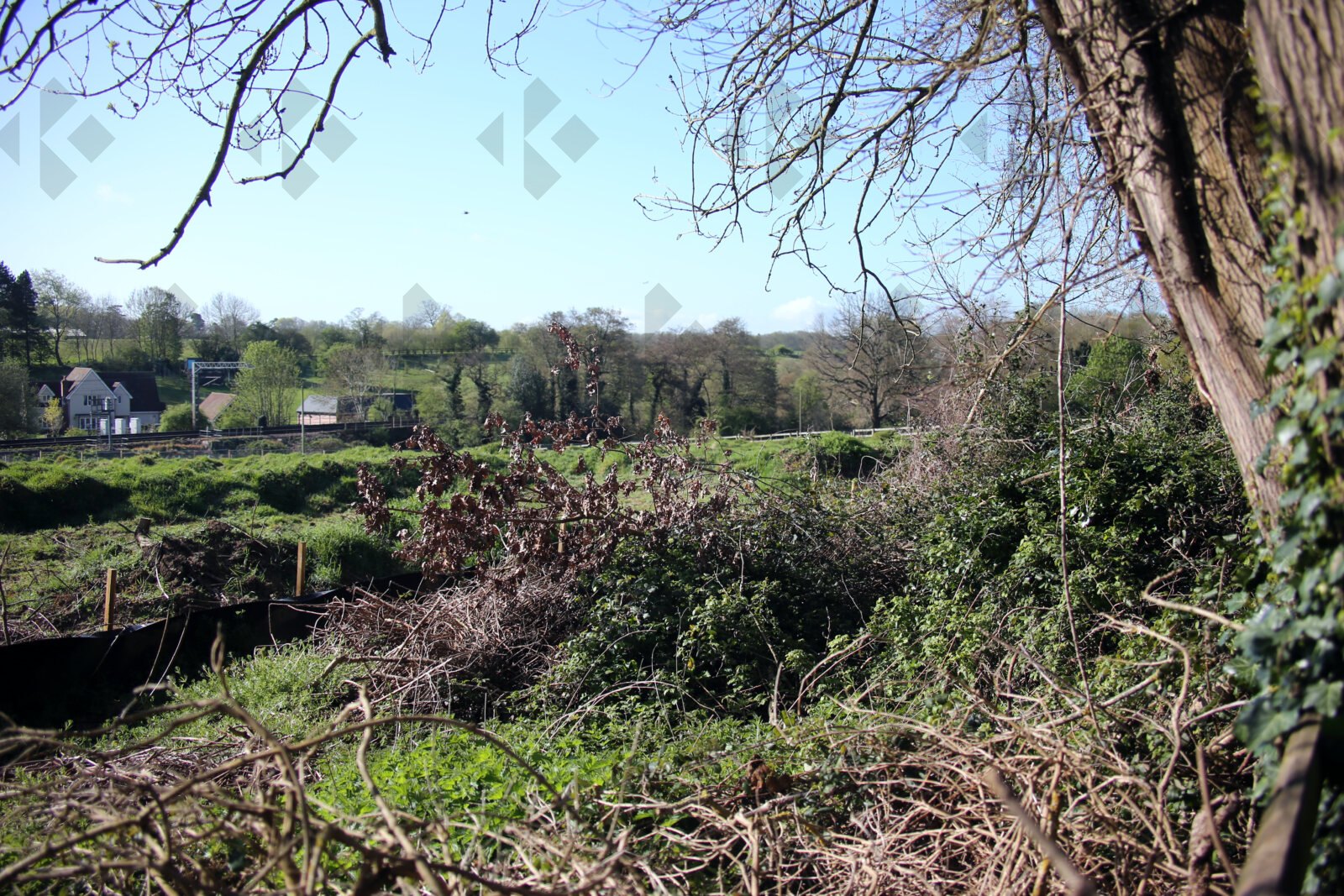 Elsenham development site shows hedge removal and soil piles